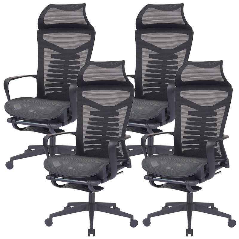 Contemporary Arm Chair Adjustable Seat Height Ergonomic Swivel Office Chair Black 4 Piece Set Clearhalo 'furn' 'furn_office_chair' 'Furniture' 'Office Chairs' 'Office Furniture' 'office_chair' 6157169