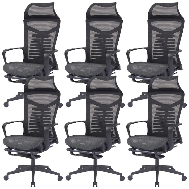 Contemporary Arm Chair Adjustable Seat Height Ergonomic Swivel Office Chair Black 6 Piece Set Clearhalo 'furn' 'furn_office_chair' 'Furniture' 'Office Chairs' 'Office Furniture' 'office_chair' 6157170
