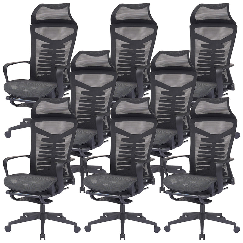 Contemporary Arm Chair Adjustable Seat Height Ergonomic Swivel Office Chair Black 8 Piece Set Clearhalo 'furn' 'furn_office_chair' 'Furniture' 'Office Chairs' 'Office Furniture' 'office_chair' 6157172