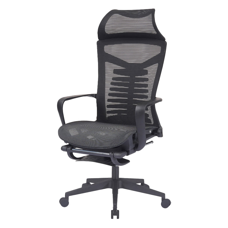 Contemporary Arm Chair Adjustable Seat Height Ergonomic Swivel Office Chair Black 1 Piece Clearhalo 'furn' 'furn_office_chair' 'Furniture' 'Office Chairs' 'Office Furniture' 'office_chair' 6157175