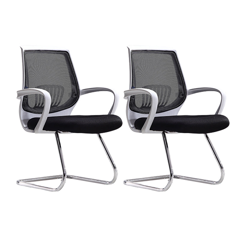Contemporary Arm Chair Lumbar Support Fixed Arms Office Chair Black 2 Piece Set Clearhalo 'furn' 'furn_office_chair' 'Furniture' 'Office Chairs' 'Office Furniture' 'office_chair' 6157230