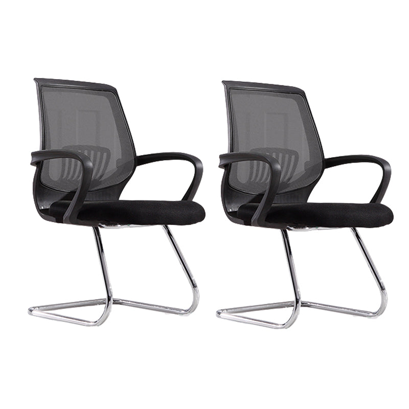 Contemporary Arm Chair Lumbar Support Fixed Arms Office Chair Black White 2 Piece Set Clearhalo 'furn' 'furn_office_chair' 'Furniture' 'Office Chairs' 'Office Furniture' 'office_chair' 6157232