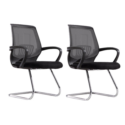 Contemporary Arm Chair Lumbar Support Fixed Arms Office Chair Black White 2 Piece Set Clearhalo 'furn' 'furn_office_chair' 'Furniture' 'Office Chairs' 'Office Furniture' 'office_chair' 6157232