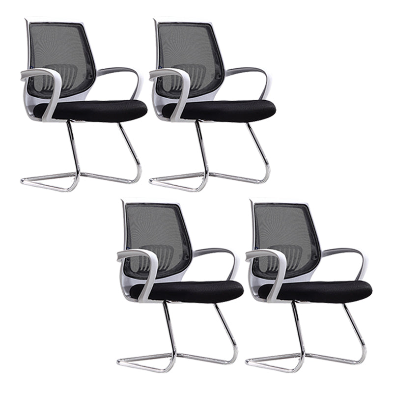 Contemporary Arm Chair Lumbar Support Fixed Arms Office Chair Black 4 Piece Set Clearhalo 'furn' 'furn_office_chair' 'Furniture' 'Office Chairs' 'Office Furniture' 'office_chair' 6157234