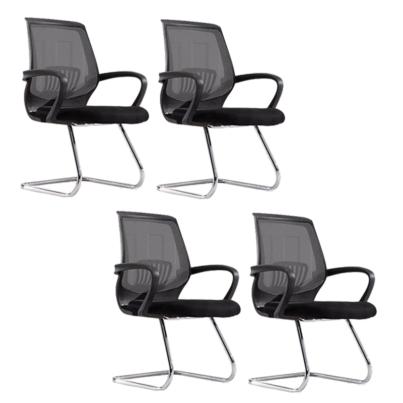 Contemporary Arm Chair Lumbar Support Fixed Arms Office Chair Black White 4 Piece Set Clearhalo 'furn' 'furn_office_chair' 'Furniture' 'Office Chairs' 'Office Furniture' 'office_chair' 6157236