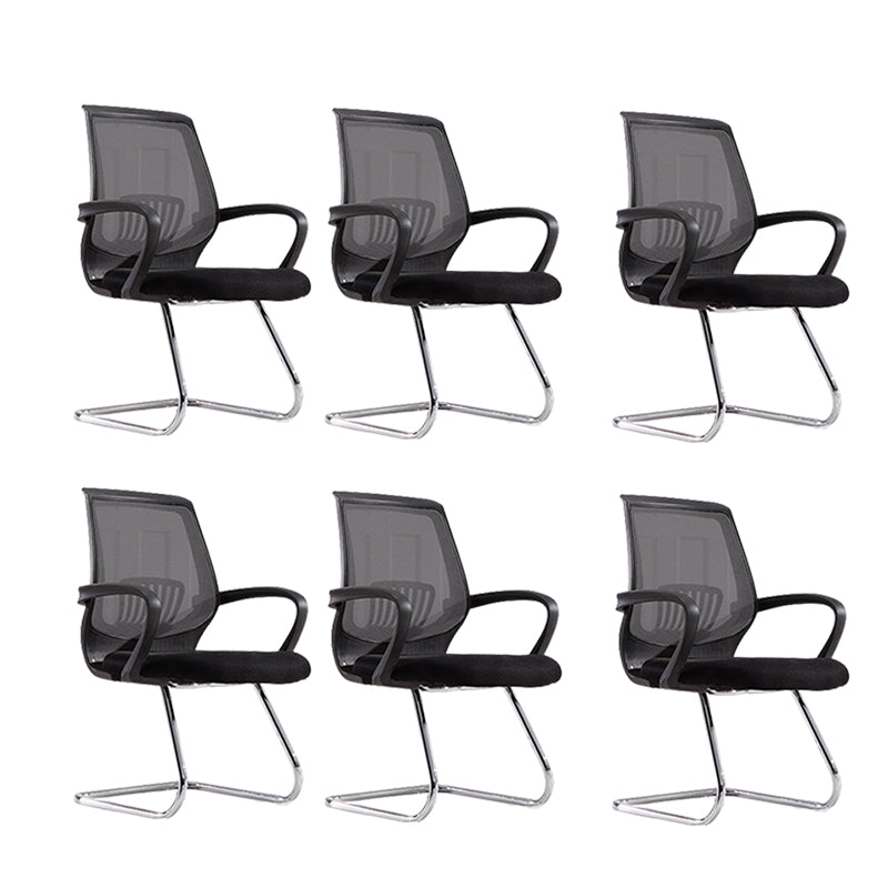 Contemporary Arm Chair Lumbar Support Fixed Arms Office Chair Black 6 Piece Set Clearhalo 'furn' 'furn_office_chair' 'Furniture' 'Office Chairs' 'Office Furniture' 'office_chair' 6157238