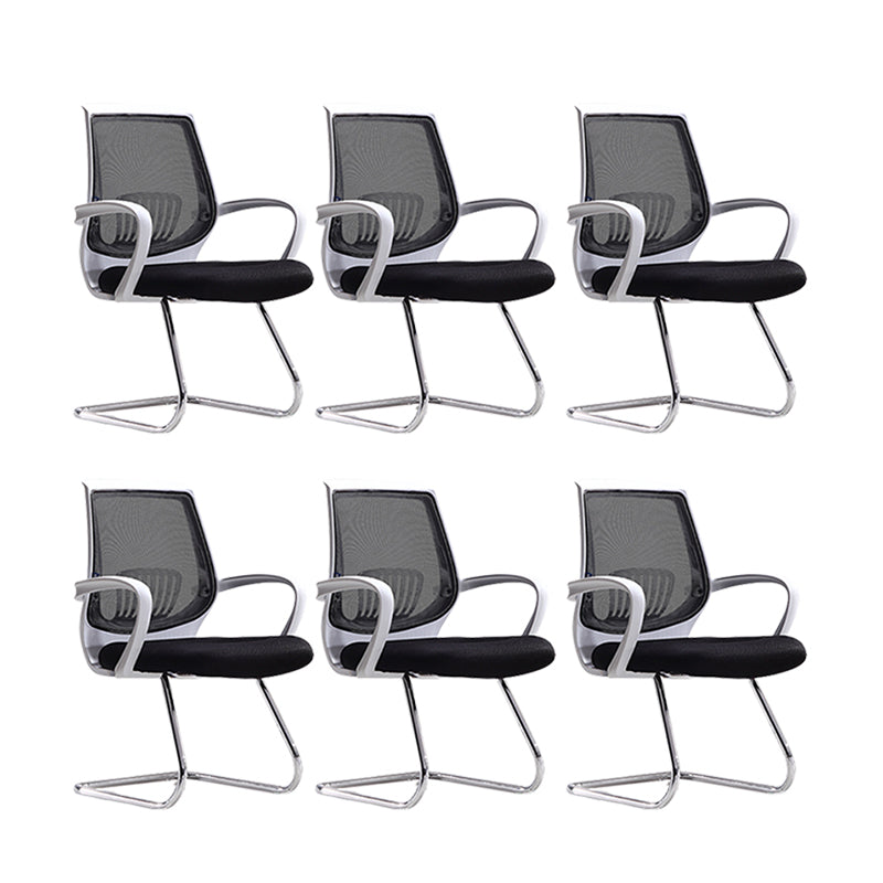 Contemporary Arm Chair Lumbar Support Fixed Arms Office Chair Black White 6 Piece Set Clearhalo 'furn' 'furn_office_chair' 'Furniture' 'Office Chairs' 'Office Furniture' 'office_chair' 6157240