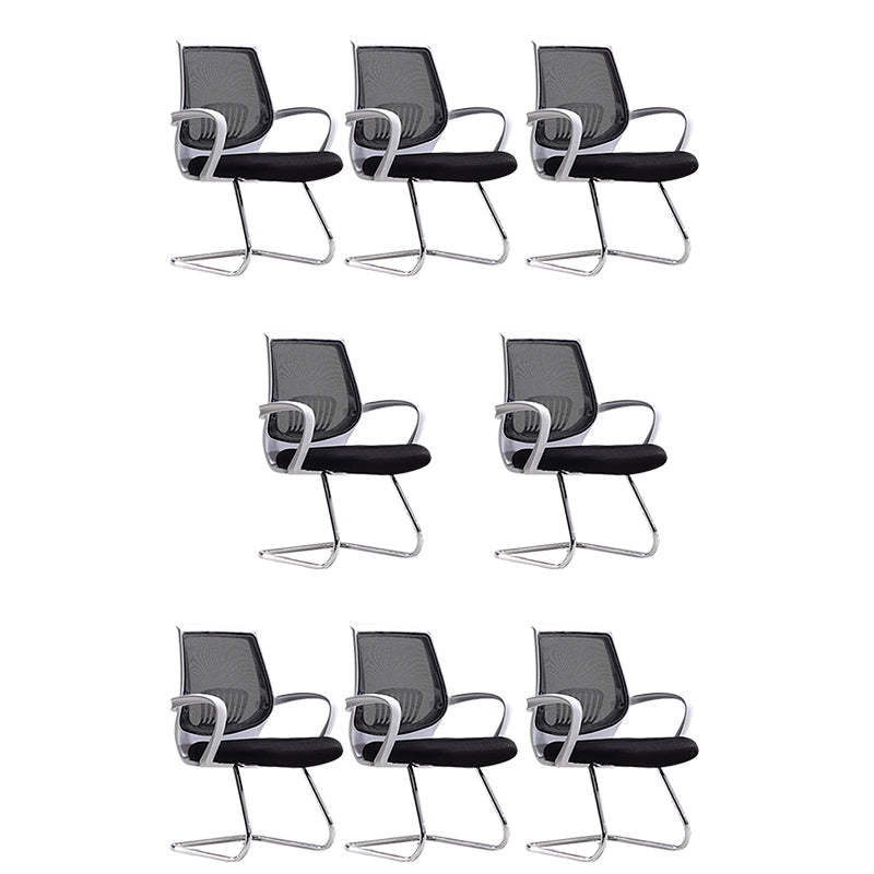 Contemporary Arm Chair Lumbar Support Fixed Arms Office Chair Black 8 Piece Set Clearhalo 'furn' 'furn_office_chair' 'Furniture' 'Office Chairs' 'Office Furniture' 'office_chair' 6157241