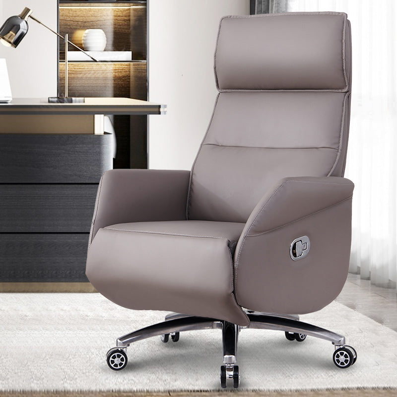29" Wide Contemporary Managers Chair Gray Leather Executive Chair Clearhalo 'furn' 'furn_office_chair' 'Furniture' 'Office Chairs' 'Office Furniture' 'office_chair' 6157267