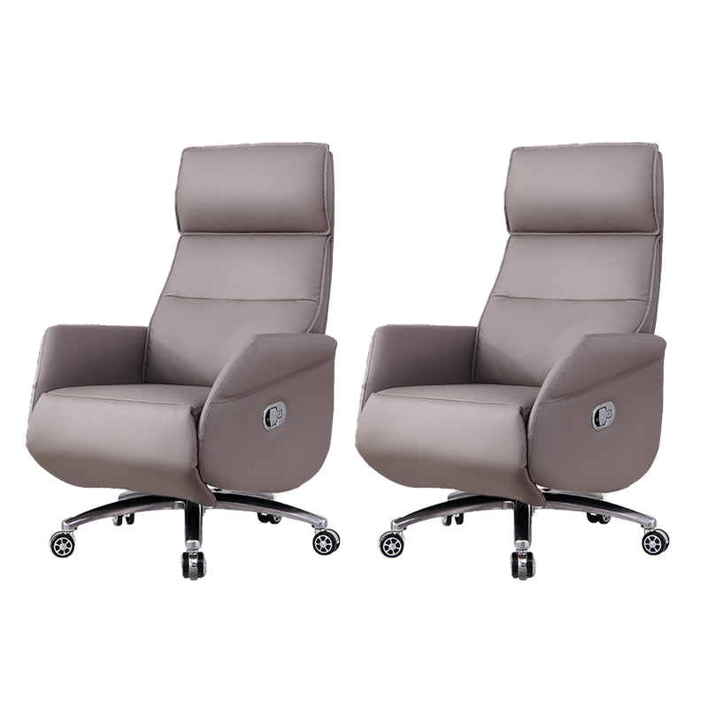 29" Wide Contemporary Managers Chair Gray Leather Executive Chair 2 Piece Set Clearhalo 'furn' 'furn_office_chair' 'Furniture' 'Office Chairs' 'Office Furniture' 'office_chair' 6157268