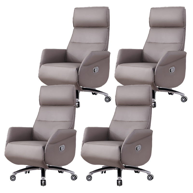 29" Wide Contemporary Managers Chair Gray Leather Executive Chair 4 Piece Set Clearhalo 'furn' 'furn_office_chair' 'Furniture' 'Office Chairs' 'Office Furniture' 'office_chair' 6157269