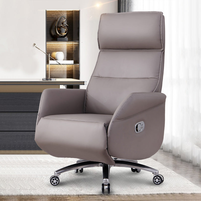 29" Wide Contemporary Managers Chair Gray Leather Executive Chair Clearhalo 'furn' 'furn_office_chair' 'Furniture' 'Office Chairs' 'Office Furniture' 'office_chair' 6157272