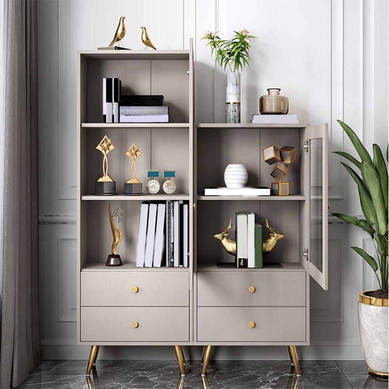Modern Standard Bookshelf Drawers Included Engineered Wood Bookcase with Doors