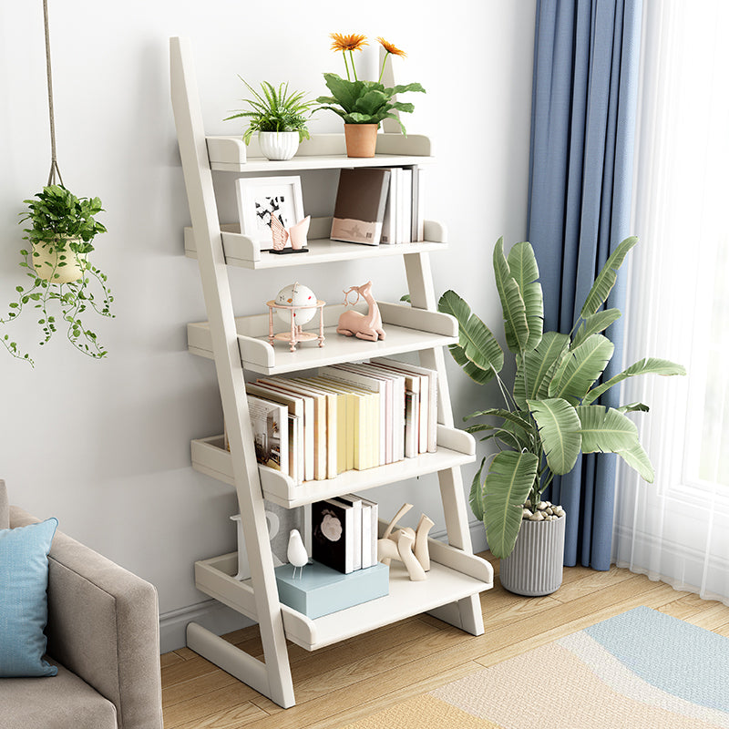 5 Shelves Ladder Bookshelf Wooden Contemporary Bookcase ,11.8" W x 55.1" H