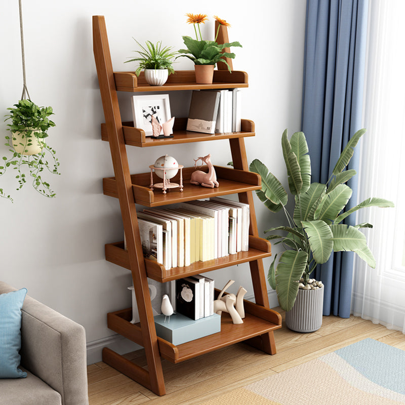 5 Shelves Ladder Bookshelf Wooden Contemporary Bookcase ,11.8" W x 55.1" H