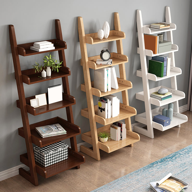 5 Shelves Ladder Bookshelf Wooden Contemporary Bookcase ,11.8" W x 55.1" H