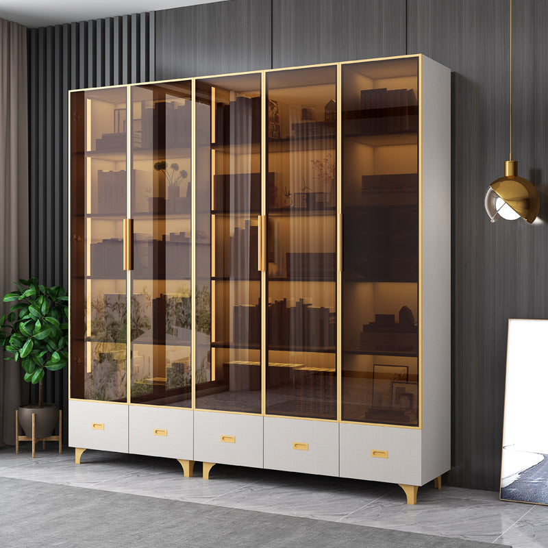 Glam Stainless Steel Bookcase Standard with Doors Shelf for Office and Home Clearhalo 'Bookcases' 'furn' 'furn_bookcases' 'Furniture' 'Office Furniture' 6157352
