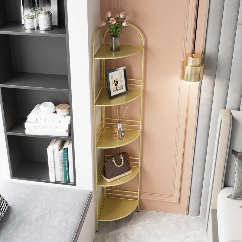 Moderne Bücherregal -Ecke Metal Open Back Regal Bücherregal mit Regalen für Wohnzimmer