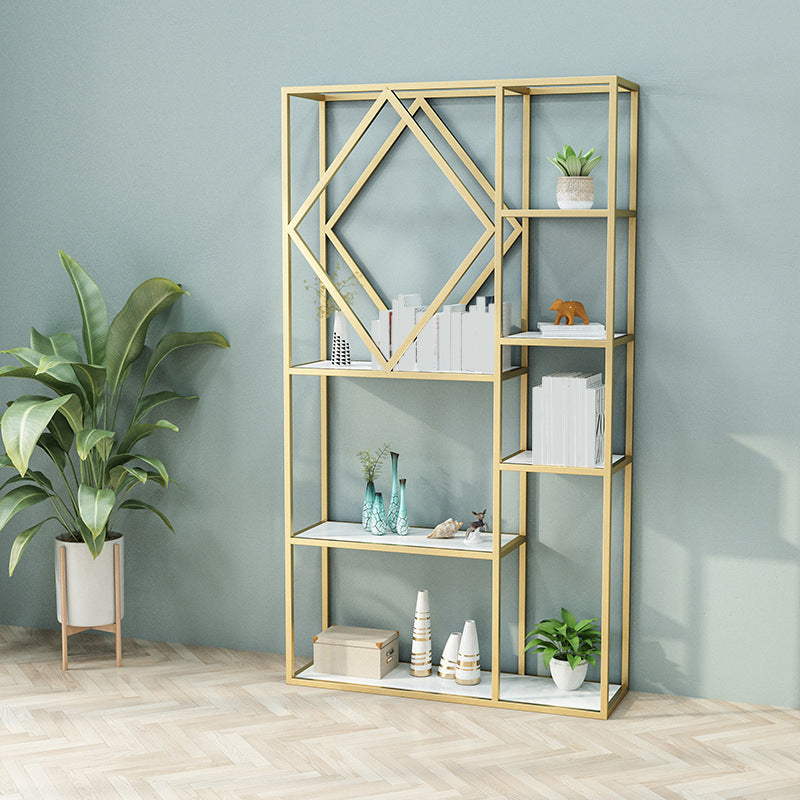 Modern Bookcase Gold Metal Open Back Shelf Bookcase with Shelves for Living Room Clearhalo 'Bookcases' 'furn' 'furn_bookcases' 'Furniture' 'Office Furniture' 6157384