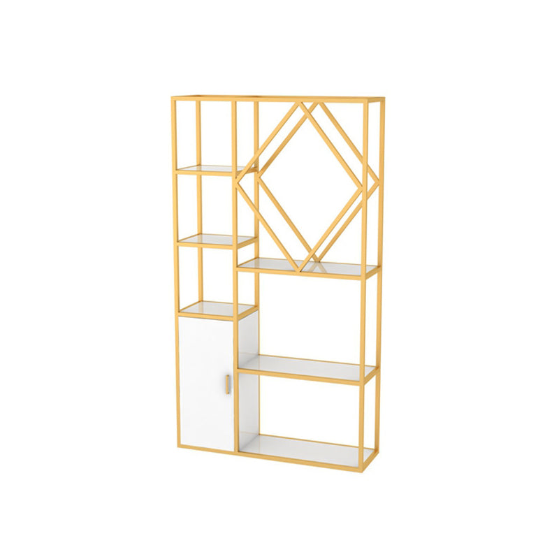 Modern Bookcase Gold Metal Open Back Shelf Bookcase with Shelves for Living Room 1 Clearhalo 'Bookcases' 'furn' 'furn_bookcases' 'Furniture' 'Office Furniture' 6157393
