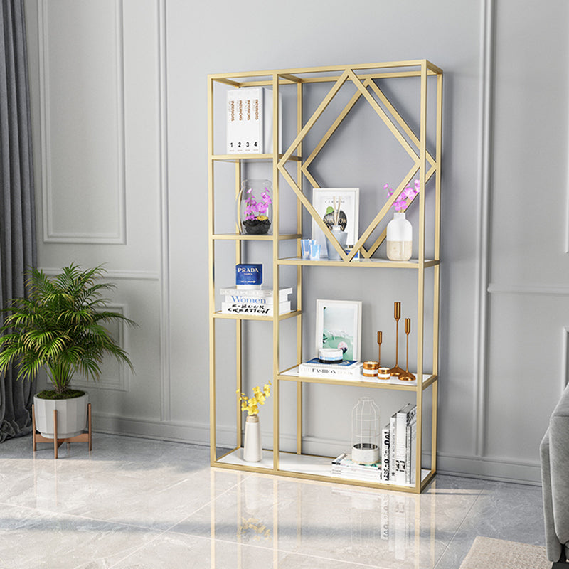 Modern Bookcase Gold Metal Open Back Shelf Bookcase with Shelves for Living Room Clearhalo 'Bookcases' 'furn' 'furn_bookcases' 'Furniture' 'Office Furniture' 6157394