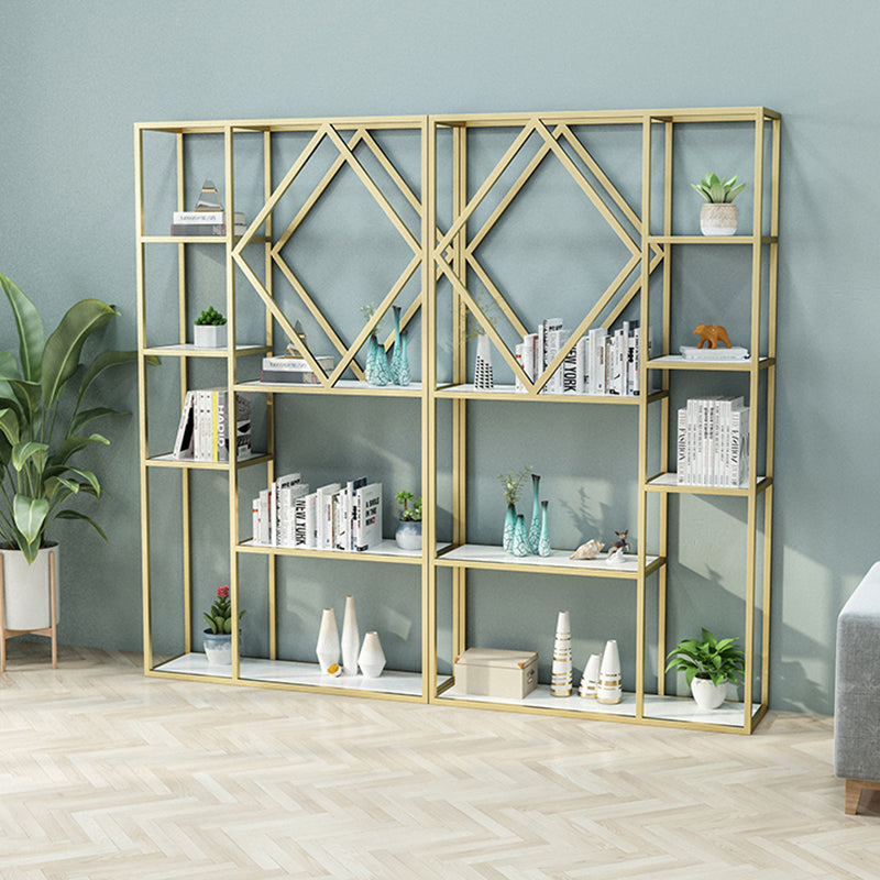 Modern Bookcase Gold Metal Open Back Shelf Bookcase with Shelves for Living Room Clearhalo 'Bookcases' 'furn' 'furn_bookcases' 'Furniture' 'Office Furniture' 6157395