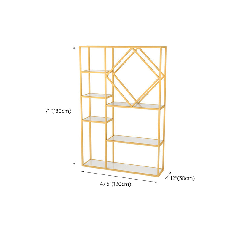 Modern Bookcase Gold Metal Open Back Shelf Bookcase with Shelves for Living Room Clearhalo 'Bookcases' 'furn' 'furn_bookcases' 'Furniture' 'Office Furniture' 6157400