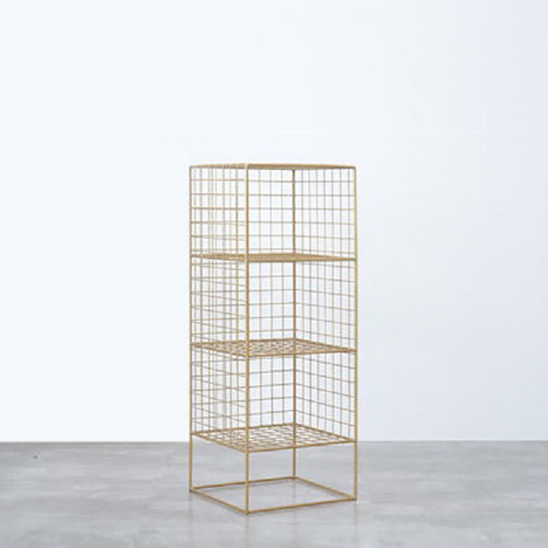 Modern Closed Back Book Shelf Metal Bookcase for Living Room 14"L x 12"W x 35"H Gold Clearhalo 'Bookcases' 'furn' 'furn_bookcases' 'Furniture' 'Office Furniture' 6157412