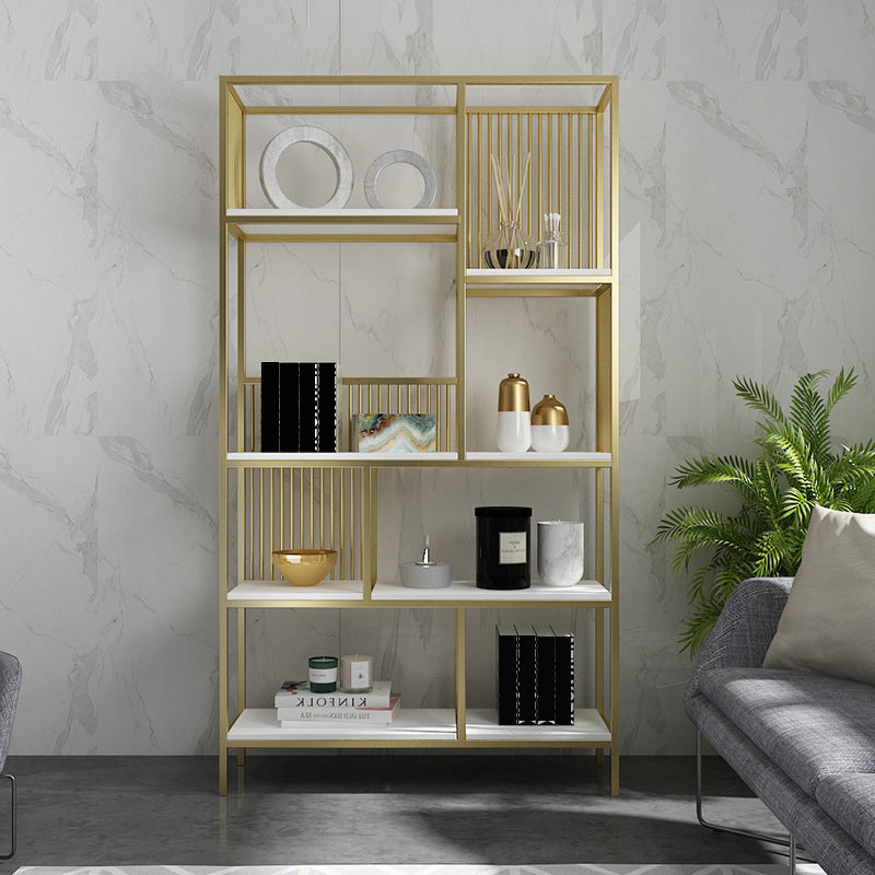 Glam Metal Bookshelf Etagere Shelf Bookcase for Study Room 11.8" W