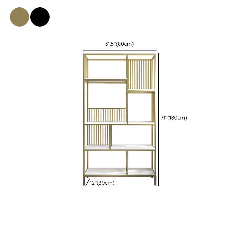 Glam Metal Bookshelf Etagere Shelf Bookcase for Study Room 11.8" W