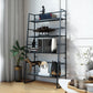 Modern Bookshelf Ladder Metal Open Back Shelf Bookcase with Shelves for Living Room 31"L x 14"W x 58"H Black Clearhalo 'Bookcases' 'furn' 'furn_bookcases' 'Furniture' 'Office Furniture' 6157474