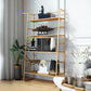 Modern Bookshelf Ladder Metal Open Back Shelf Bookcase with Shelves for Living Room 31"L x 14"W x 58"H Gold Clearhalo 'Bookcases' 'furn' 'furn_bookcases' 'Furniture' 'Office Furniture' 6157480