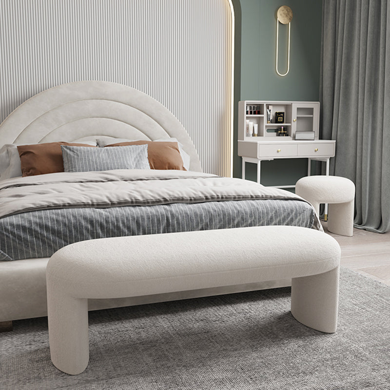 Contemporary Upholstered Bench Bedroom Ottoman Seating Bench 15.7" Height with Legs 39.5"L x 16"W x 16"H Off-White Clearhalo 'Benches' 'Chairs & Seating' 'furn' 'furn_benches' 'Furniture' 'Living Room Furniture' 6157560