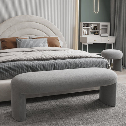 Contemporary Upholstered Bench Bedroom Ottoman Seating Bench 15.7" Height with Legs Grey Clearhalo 'Benches' 'Chairs & Seating' 'furn' 'furn_benches' 'Furniture' 'Living Room Furniture' 6157562