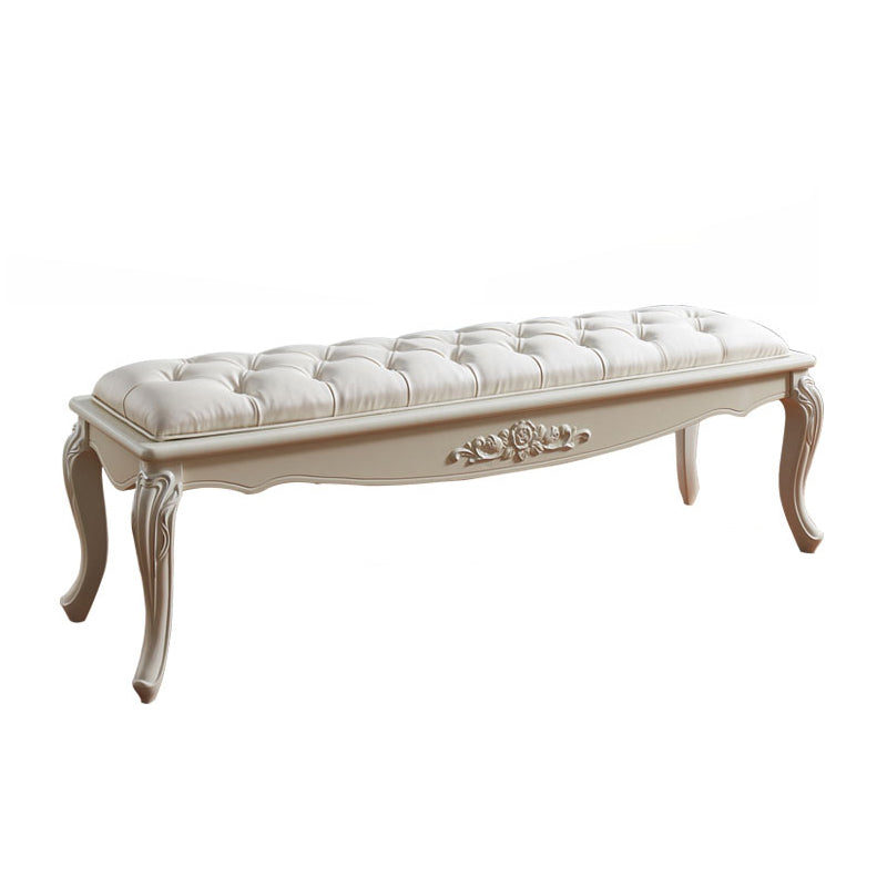 French Country Upholstered Bedroom Seating Bench Tufted Bench with Wood Legs 47"L x 18"W x 19"H Beige Gold Clearhalo 'Benches' 'Chairs & Seating' 'furn' 'furn_benches' 'Furniture' 'Living Room Furniture' 6157578