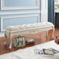 French Country Upholstered Bedroom Seating Bench Tufted Bench with Wood Legs 47"L x 18"W x 19"H Beige Silver Clearhalo 'Benches' 'Chairs & Seating' 'furn' 'furn_benches' 'Furniture' 'Living Room Furniture' 6157581