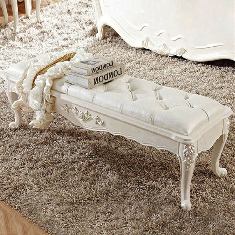 French Country Upholstered Bedroom Seating Bench Tufted Bench with Wood Legs Clearhalo 'Benches' 'Chairs & Seating' 'furn' 'furn_benches' 'Furniture' 'Living Room Furniture' 6157586