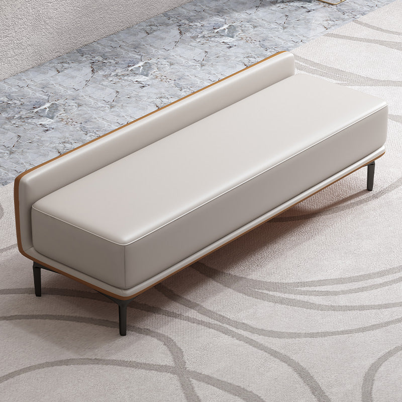 Genuine Leather Low-Back Bedroom Bench Modern 20"H Seating Bench with 4 Metal Legs 69"L x 16"W x 20"H Beige Clearhalo 'Benches' 'Chairs & Seating' 'furn' 'furn_benches' 'Furniture' 'Living Room Furniture' 6157593