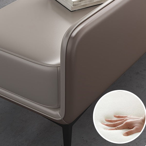 Genuine Leather Low-Back Bedroom Bench Modern 20"H Seating Bench with 4 Metal Legs Clearhalo 'Benches' 'Chairs & Seating' 'furn' 'furn_benches' 'Furniture' 'Living Room Furniture' 6157599