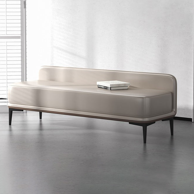 Genuine Leather Low-Back Bedroom Bench Modern 20"H Seating Bench with 4 Metal Legs Clearhalo 'Benches' 'Chairs & Seating' 'furn' 'furn_benches' 'Furniture' 'Living Room Furniture' 6157602