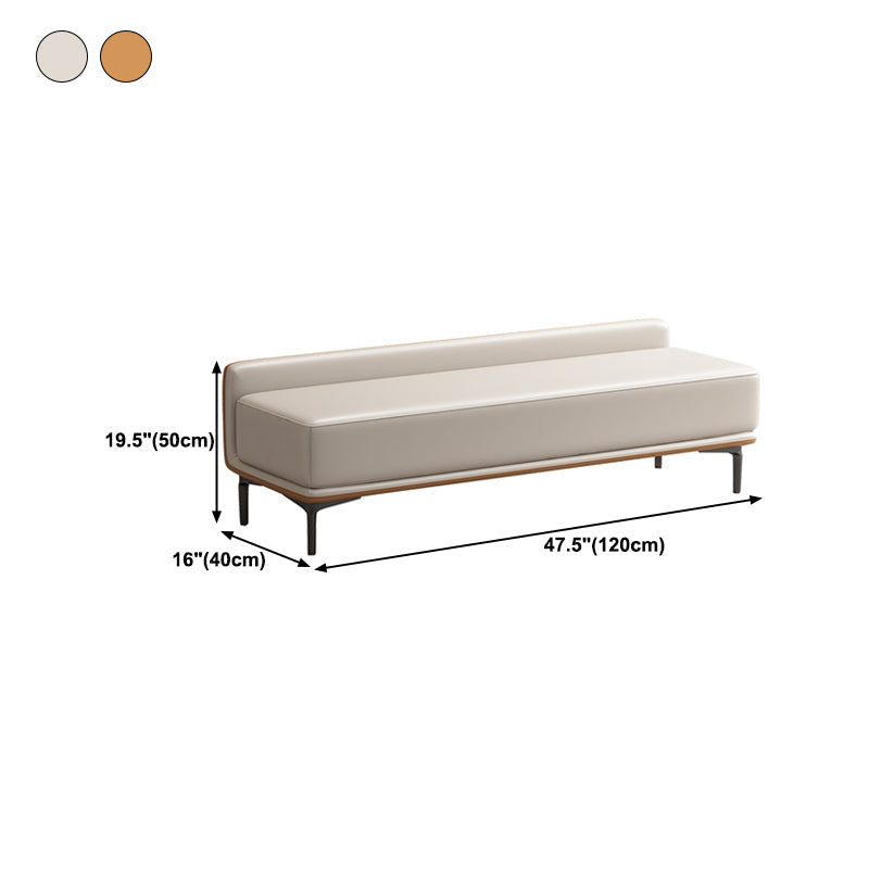Genuine Leather Low-Back Bedroom Bench Modern 20"H Seating Bench with 4 Metal Legs Clearhalo 'Benches' 'Chairs & Seating' 'furn' 'furn_benches' 'Furniture' 'Living Room Furniture' 6157604