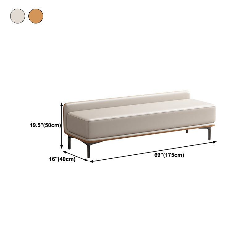 Genuine Leather Low-Back Bedroom Bench Modern 20"H Seating Bench with 4 Metal Legs Clearhalo 'Benches' 'Chairs & Seating' 'furn' 'furn_benches' 'Furniture' 'Living Room Furniture' 6157605