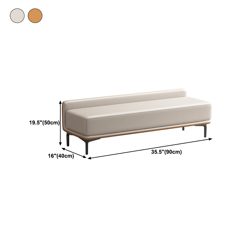 Genuine Leather Low-Back Bedroom Bench Modern 20"H Seating Bench with 4 Metal Legs Clearhalo 'Benches' 'Chairs & Seating' 'furn' 'furn_benches' 'Furniture' 'Living Room Furniture' 6157606
