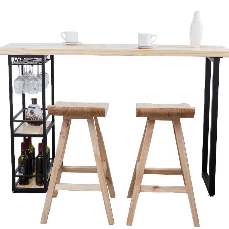 Industrial Rectangle Bar Table Set 1/2/3 Pieces Wooden Counter Table with Backless Stools 3 Pieces: Table, 2 Stools Clearhalo 'Bar Furniture' 'furn' 'furn_home_bar_bar_sets' 'Furniture' 'Home Bars & Bar Sets' 'home_bar_bar_sets' 'Kitchen & Dining Furniture' 6157622
