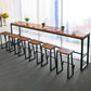 Glam Rectangle Pub Table Set 1/2/3/7 Pieces Pine Wood Top Bar Table with Metal Stools 7 Pieces: Table, 6 Stools Clearhalo 'Bar Furniture' 'furn' 'furn_home_bar_bar_sets' 'Furniture' 'Home Bars & Bar Sets' 'home_bar_bar_sets' 'Kitchen & Dining Furniture' 6157667