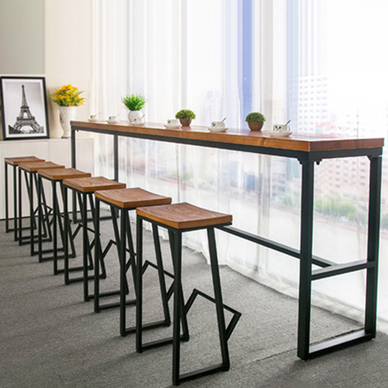 Glam Rectangle Pub Table Set 1/2/3/7 Pieces Pine Wood Top Bar Table with Metal Stools Clearhalo 'Bar Furniture' 'furn' 'furn_home_bar_bar_sets' 'Furniture' 'Home Bars & Bar Sets' 'home_bar_bar_sets' 'Kitchen & Dining Furniture' 6157670