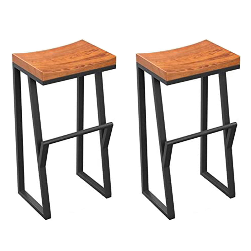 Glam Rectangle Pub Table Set 1/2/3/7 Pieces Pine Wood Top Bar Table with Metal Stools Brown 30"H Stools (Set of 2) Clearhalo 'Bar Furniture' 'furn' 'furn_home_bar_bar_sets' 'Furniture' 'Home Bars & Bar Sets' 'home_bar_bar_sets' 'Kitchen & Dining Furniture' 6157689