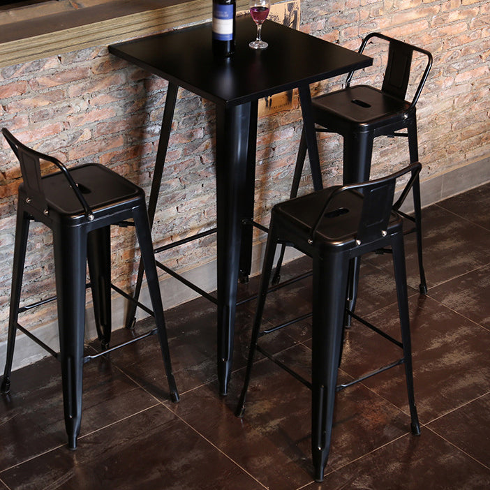 1/3/4/5 Pieces Industrial Bar Table Set Iron Bistro Set with Stools 4 Pieces: 1 Black Table, 3 Black Stools Clearhalo 'Bar Furniture' 'furn' 'furn_home_bar_bar_sets' 'Furniture' 'Home Bars & Bar Sets' 'home_bar_bar_sets' 'Kitchen & Dining Furniture' 6157724