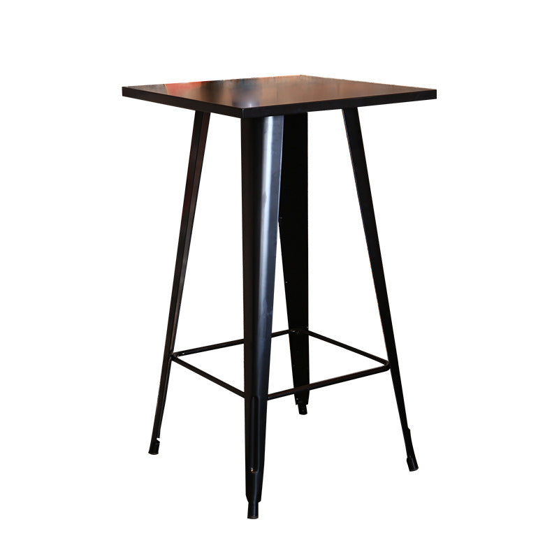 1/3/4/5 Pieces Industrial Bar Table Set Iron Bistro Set with Stools Black 23.6"L x 23.6"W Clearhalo 'Bar Furniture' 'furn' 'furn_home_bar_bar_sets' 'Furniture' 'Home Bars & Bar Sets' 'home_bar_bar_sets' 'Kitchen & Dining Furniture' 6157731