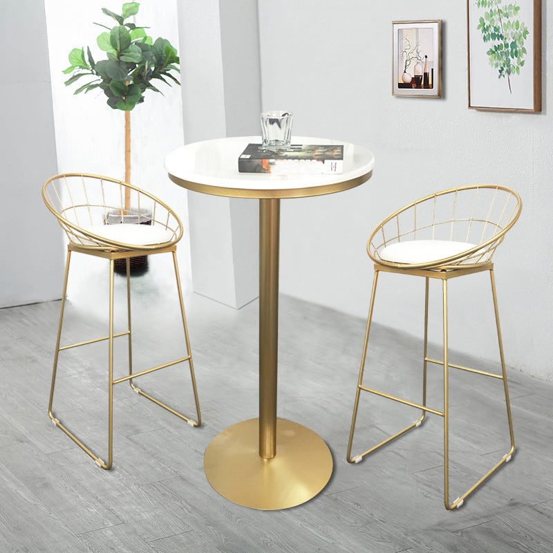 Contemporary Round Pub Table Set with Metal Stools 1/3/5 Pieces Pine Wood Top Bar Set 3 Pieces: Table, 2 Stools Clearhalo 'Bar Furniture' 'furn' 'furn_home_bar_bar_sets' 'Furniture' 'Home Bars & Bar Sets' 'home_bar_bar_sets' 'Kitchen & Dining Furniture' 6157755